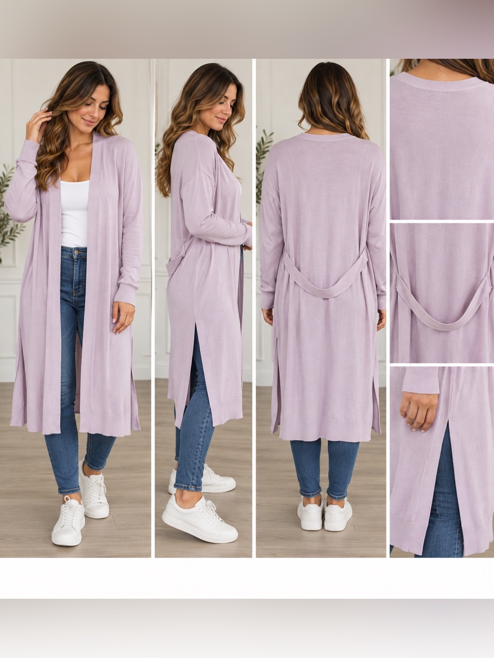 A New Day Light Lavender Open-Front Long Cardigan Sweater